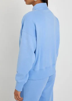 Logo-embroidered cotton-blend polo sweatshirt