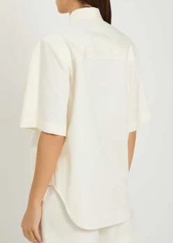 Logo-embroidered cotton-blend poplin shirt
