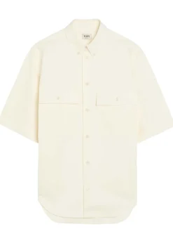 Logo-embroidered cotton-blend poplin shirt
