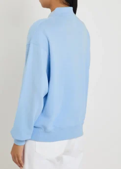 Logo-embroidered cotton-blend polo sweatshirt