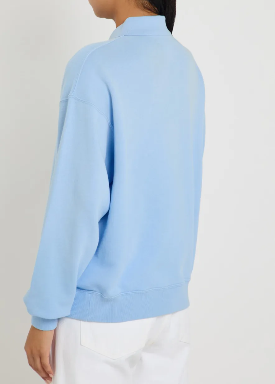 Logo-embroidered cotton-blend polo sweatshirt