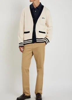 Logo-embroidered cotton-knit cardigan