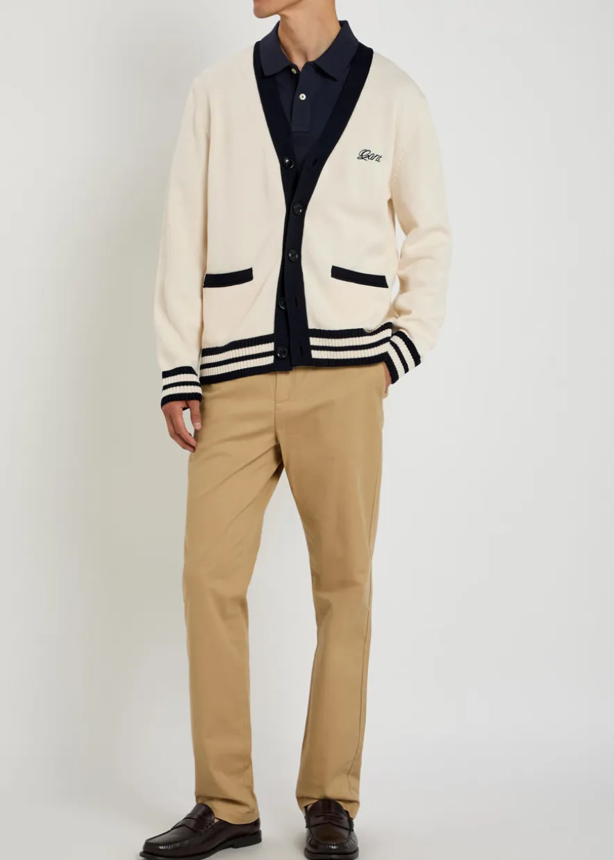 Logo-embroidered cotton-knit cardigan