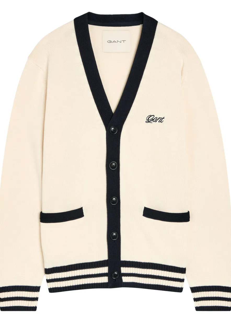 Logo-embroidered cotton-knit cardigan