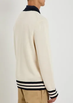 Logo-embroidered cotton-knit cardigan