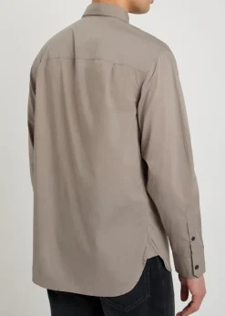 Logo-embroidered cotton-poplin shirt
