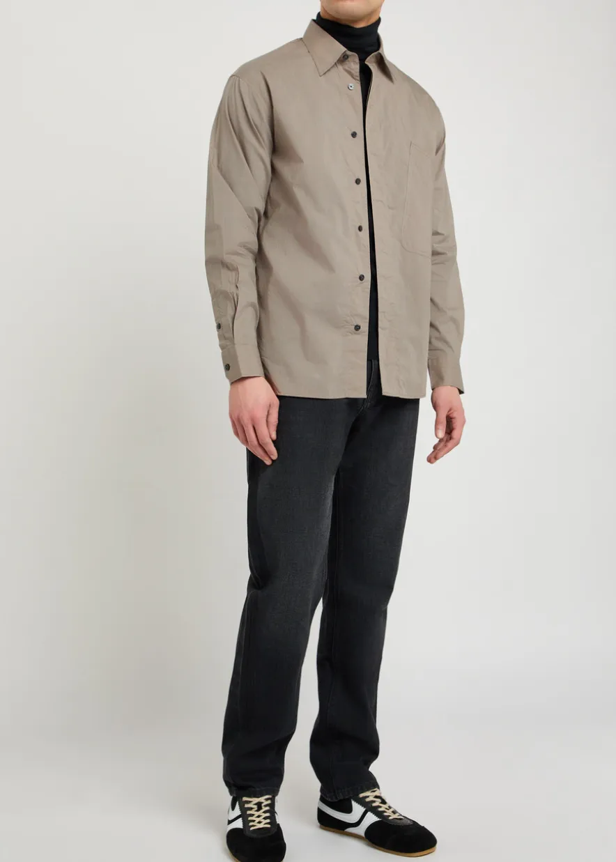 Logo-embroidered cotton-poplin shirt