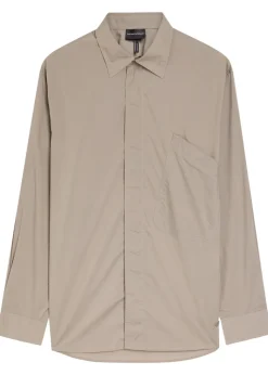 Logo-embroidered cotton-poplin shirt