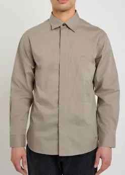 Logo-embroidered cotton-poplin shirt