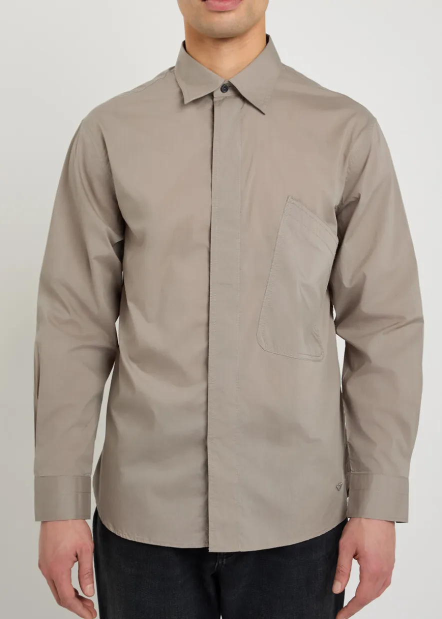 Logo-embroidered cotton-poplin shirt