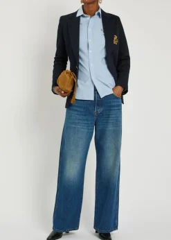 Logo-embroidered cotton shirt