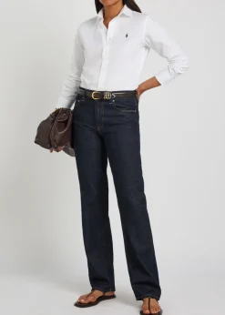 Logo-embroidered cotton shirt