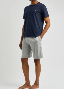 Logo-embroidered cotton shorts