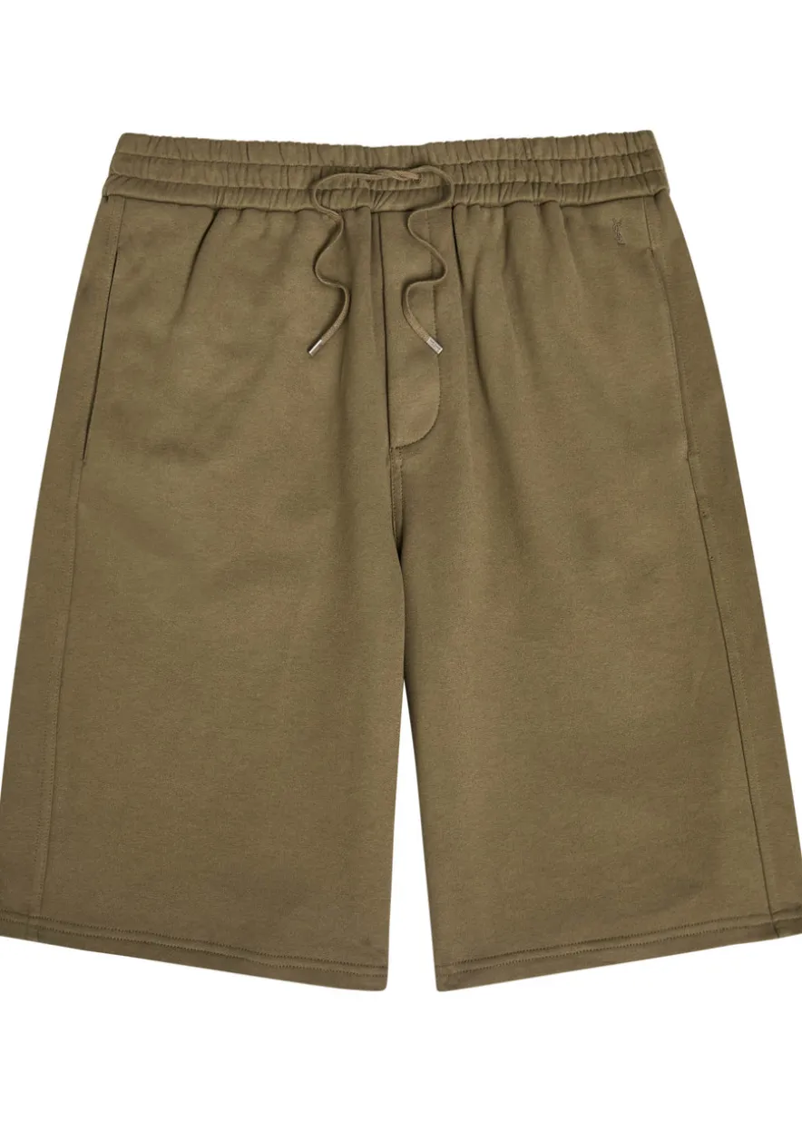 Logo-embroidered cotton shorts