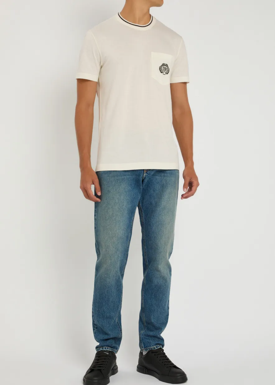 Logo-embroidered cotton T-shirt