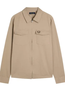 Logo-embroidered cotton-twill overshirt