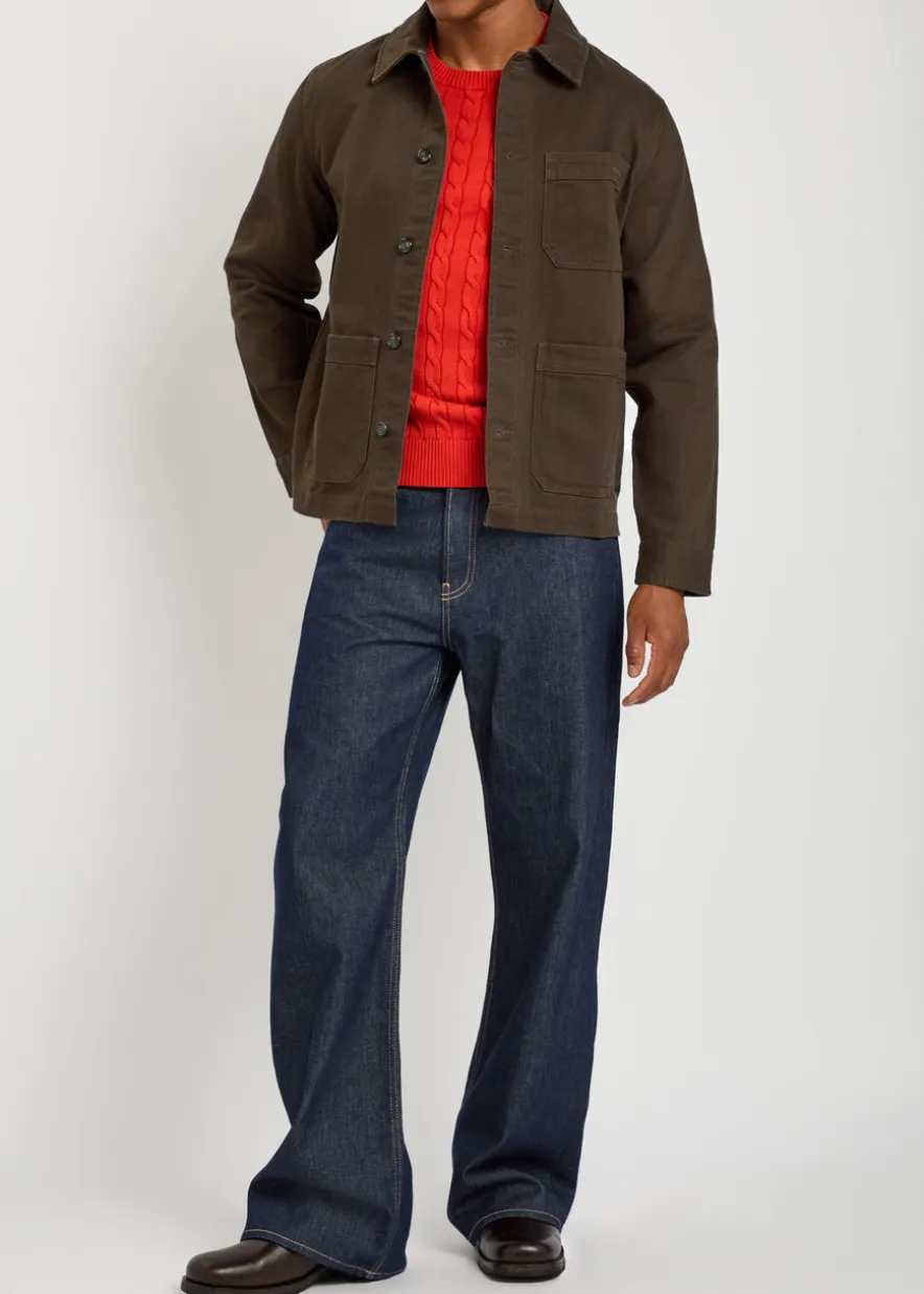 Logo-embroidered cotton-twill overshirt