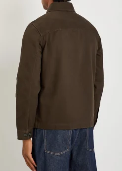Logo-embroidered cotton-twill overshirt