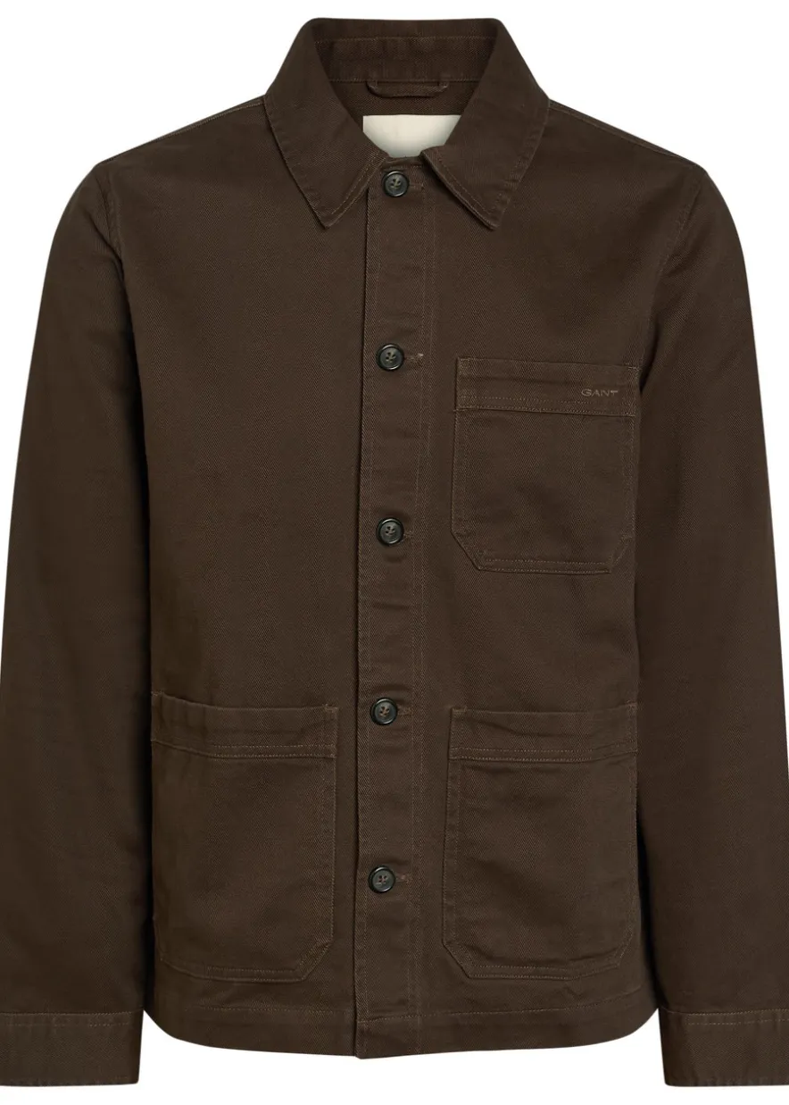 Logo-embroidered cotton-twill overshirt