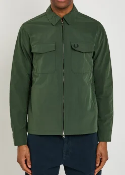 Logo-embroidered crinkled shell overshirt
