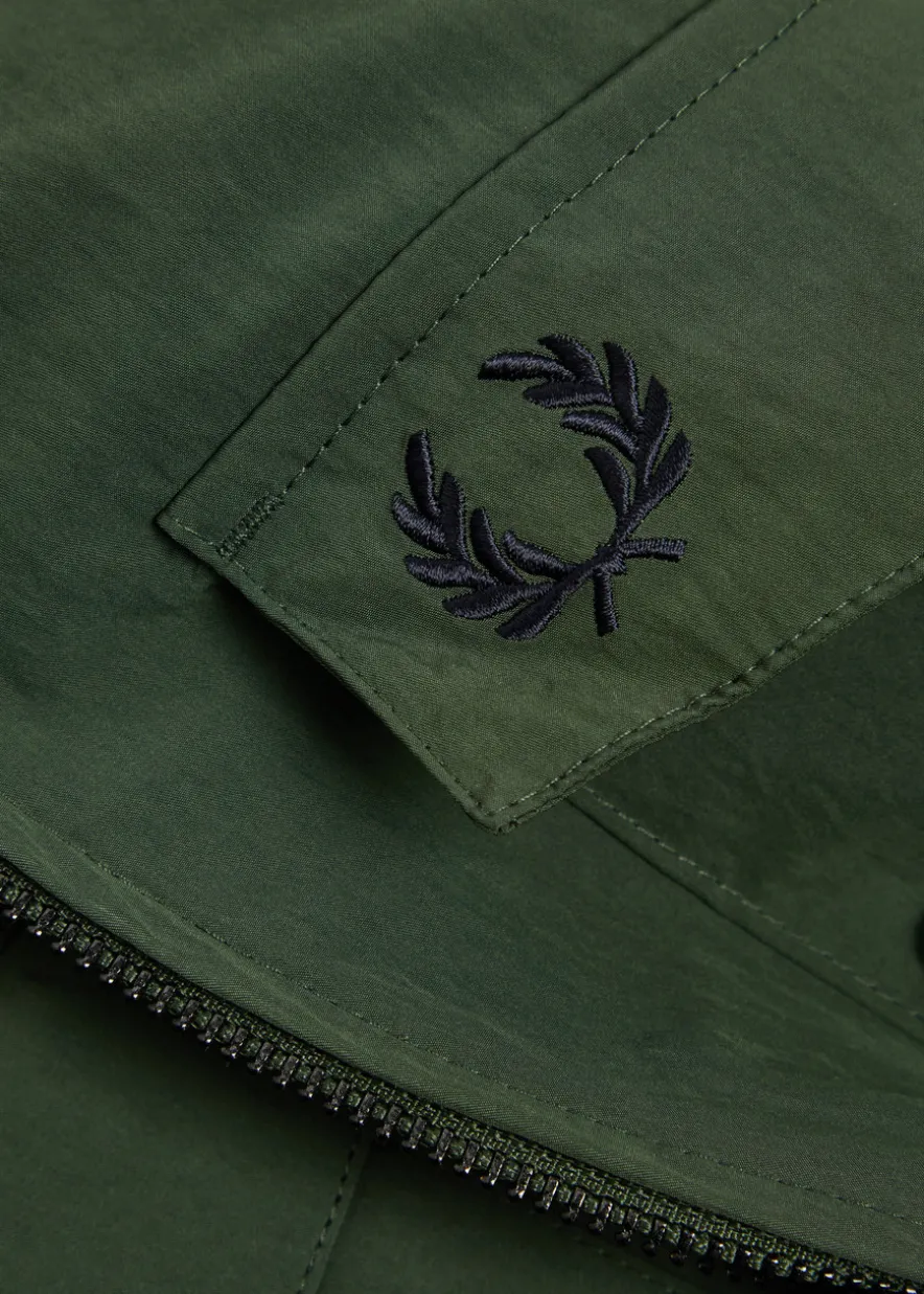 Logo-embroidered crinkled shell overshirt
