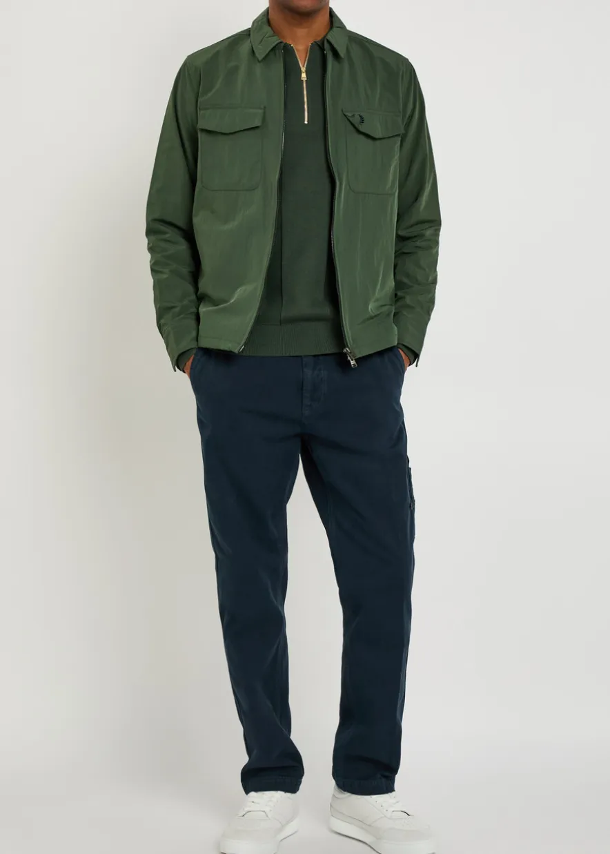 Logo-embroidered crinkled shell overshirt