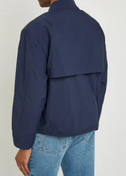 Logo-embroidered crinkled shell windbreaker jacket