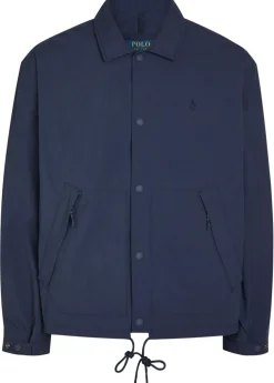 Logo-embroidered crinkled shell windbreaker jacket