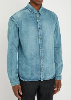 Logo-embroidered denim shirt