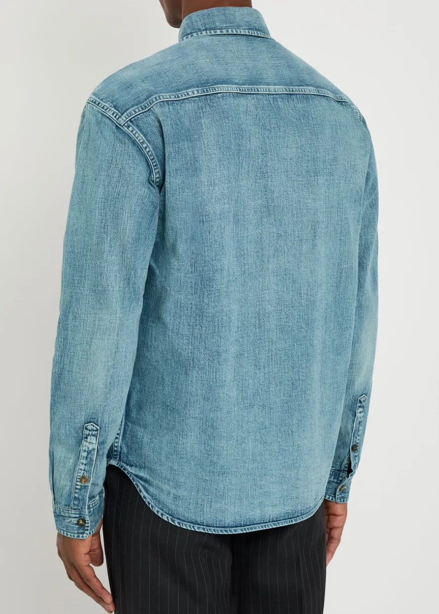 Logo-embroidered denim shirt