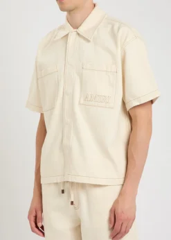 Logo-embroidered denim shirt