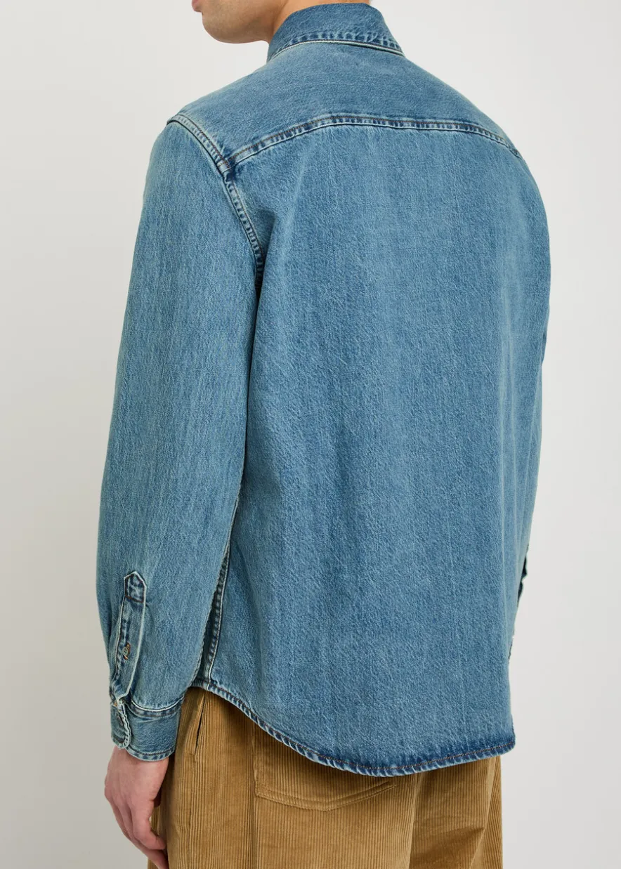 Logo-embroidered denim shirt