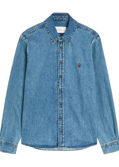 Logo-embroidered denim shirt