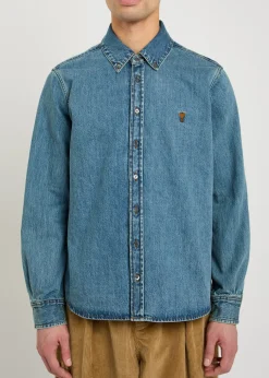 Logo-embroidered denim shirt