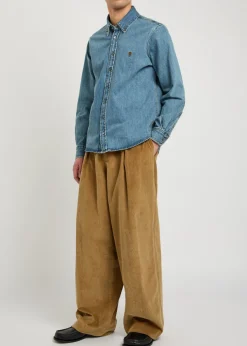 Logo-embroidered denim shirt