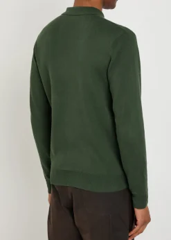 Logo-embroidered fine-knit cotton jumper