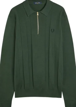 Logo-embroidered fine-knit cotton jumper
