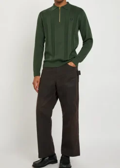 Logo-embroidered fine-knit cotton jumper