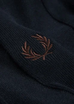 Logo-embroidered fine-knit cotton jumper