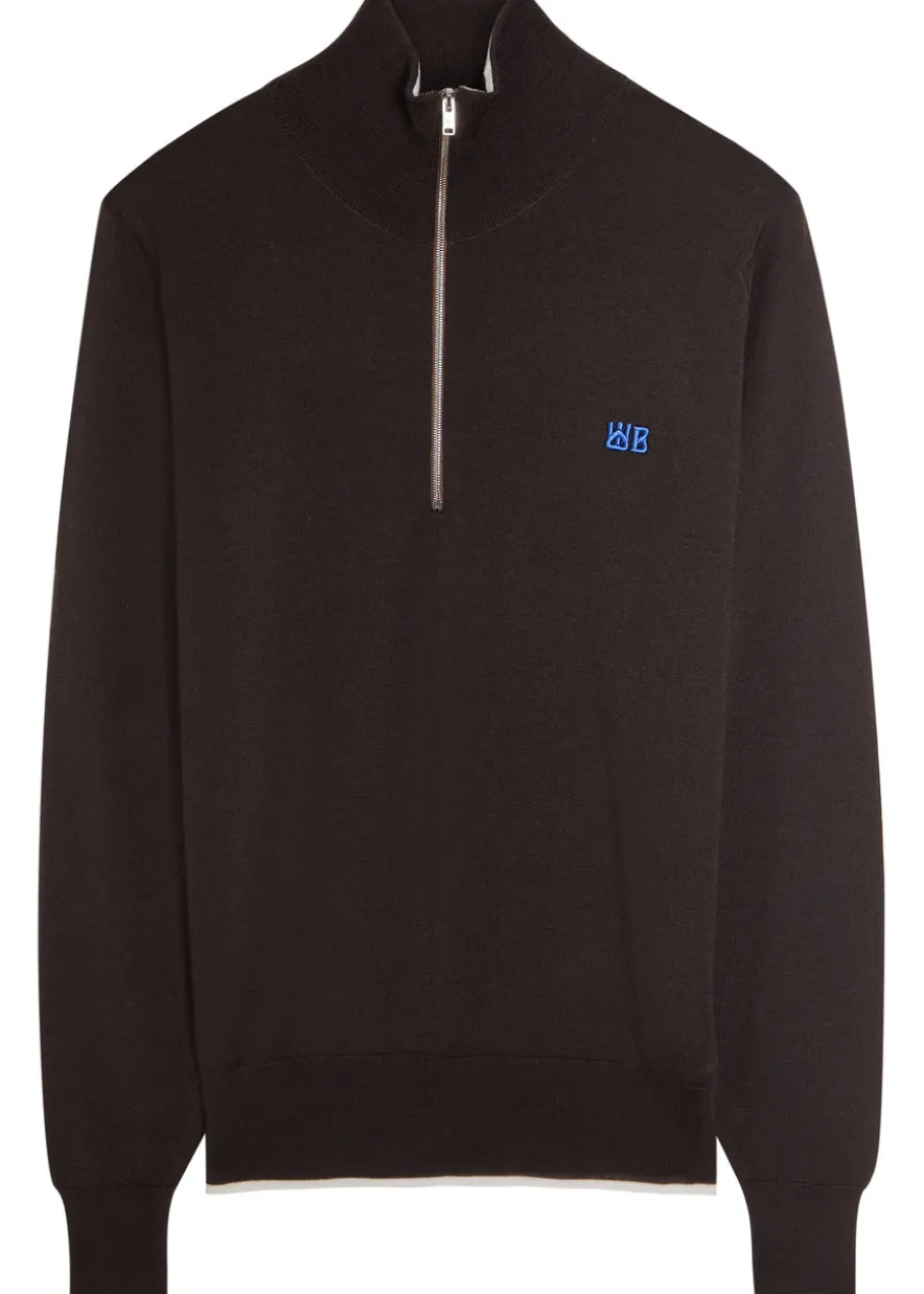 Logo-embroidered fine-knit merino wool jumper