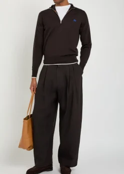 Logo-embroidered fine-knit merino wool jumper