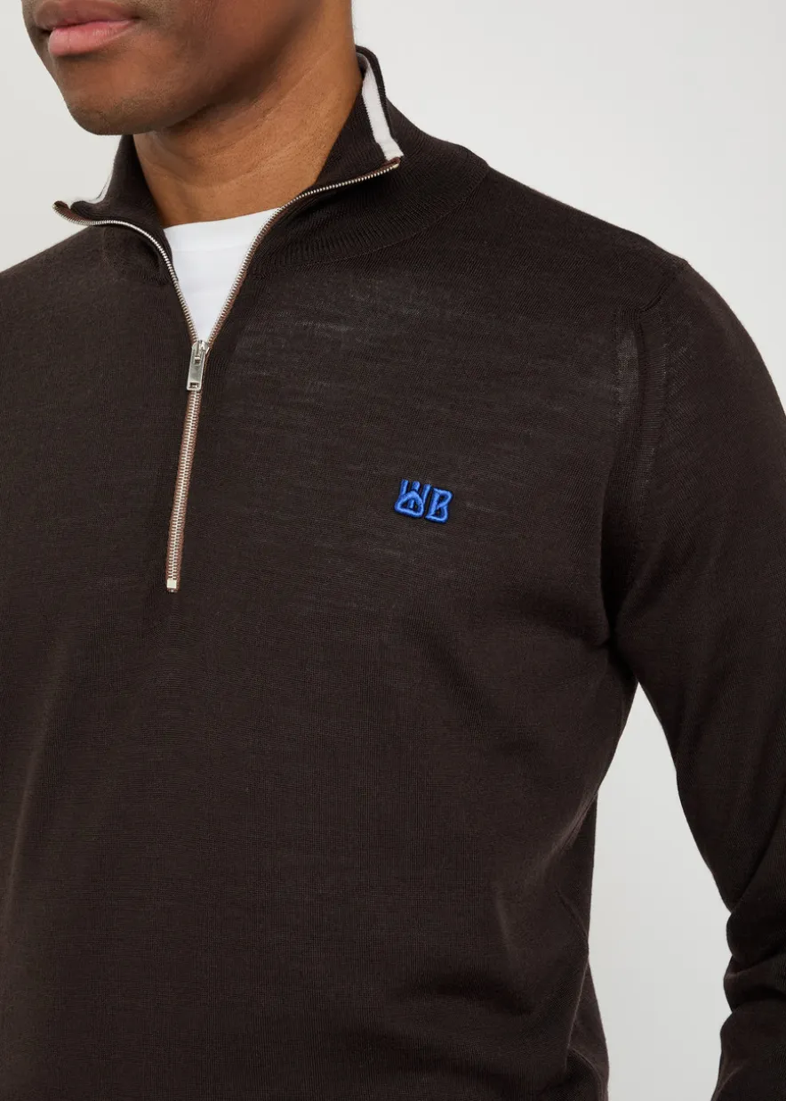 Logo-embroidered fine-knit merino wool jumper