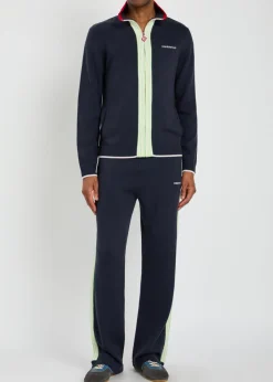 Logo-embroidered fine-knit wool track jacket