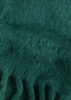 Logo-embroidered fringed alpaca-blend scarf