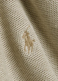 Logo-embroidered half-zip piqué cotton jumper
