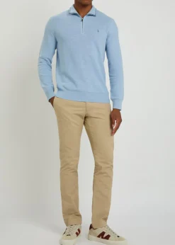 Logo-embroidered half-zip piqué cotton jumper
