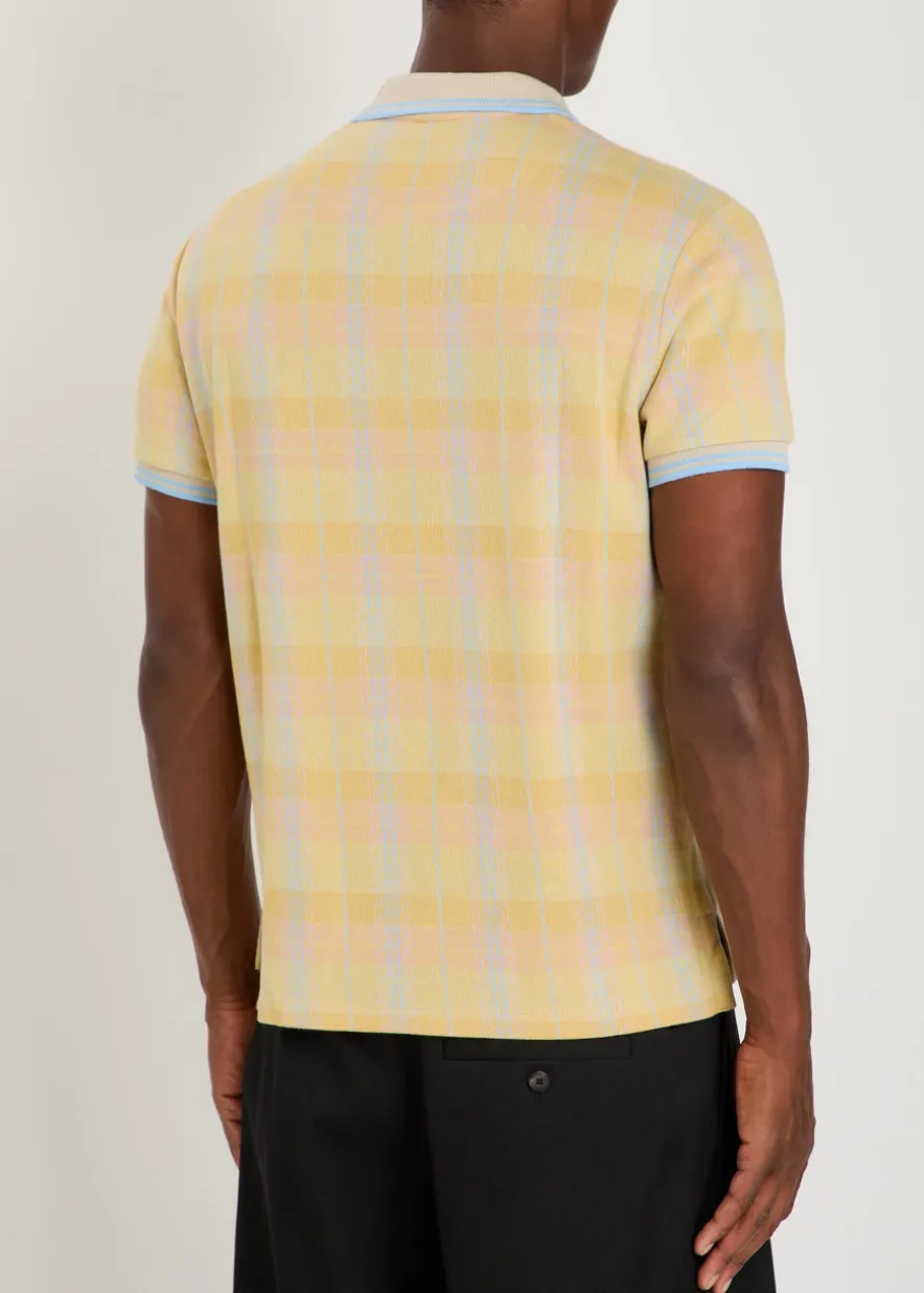 Logo-embroidered herringbone cotton polo shirt