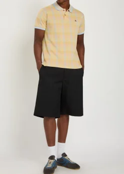 Logo-embroidered herringbone cotton polo shirt