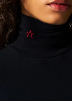 Logo-embroidered high-neck thermal top