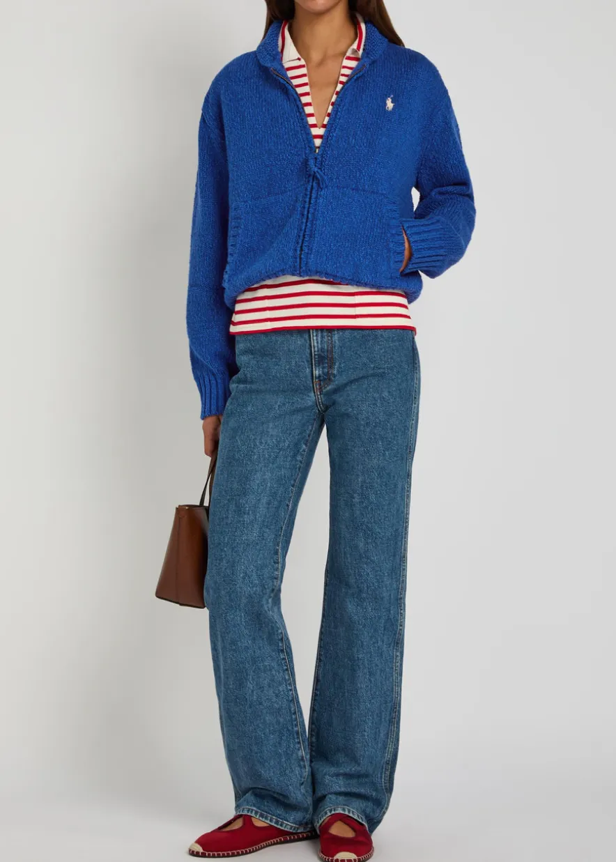 Logo-embroidered hooded cotton-knit jumper
